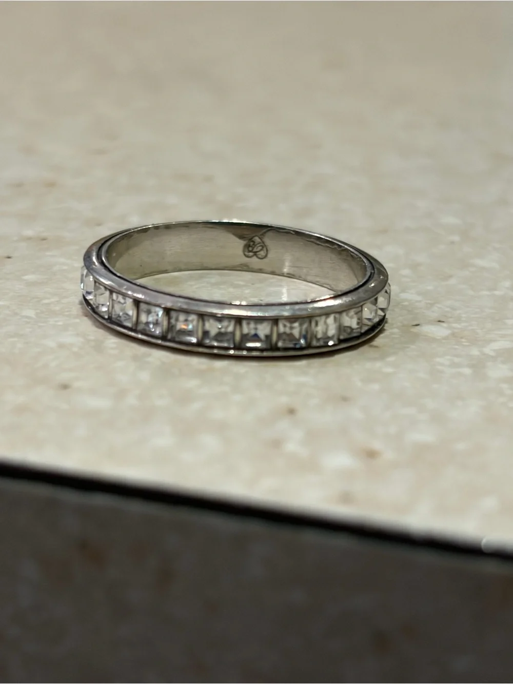 Brighton Silver Band with Clear Channel-Set Stones